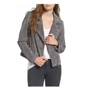 Blank NYC Silver Screen Grey Suede Leather Moto Jacket